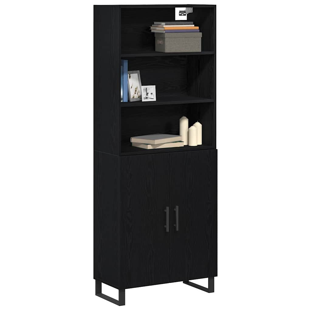 Aparador alto - Mueble de almacenamiento 69 Negro/ Madera