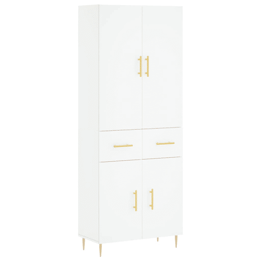 Armário alto - Bufete - Móvel de apoio 69,5x34x180 cm derivados de madeira branco pt675