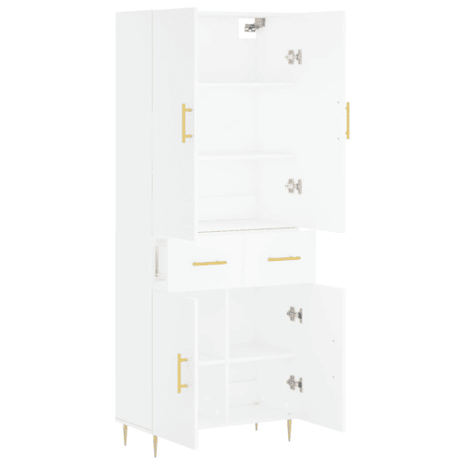 Armário alto - Bufete - Móvel de apoio 69,5x34x180 cm derivados de madeira branco pt675