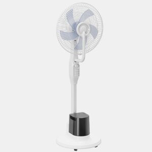 HOMCOM Ventoinha Nebulizadora 90W Ventoinha com Água Oscilação de 70° 3 Velocidades 5 Pás Depósito de Água de 3,5L 5 Rodas para Casa Escritório Quarto 45x40x128 cm Branco