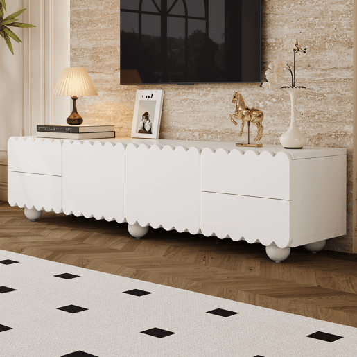 Móvel de TV 175x38 cm - Design moderno, baixo, elegante - Branco Móvel de TV 175x38 cm - Design moderno, baixo, elegante - Branco