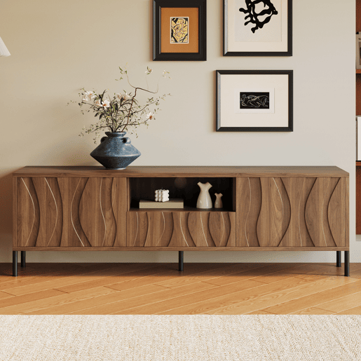 Móvel de TV 160x35 cm - Baixo, 3 portas, móveis de sala - Natural