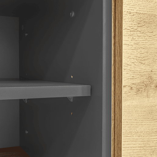 Móvel de TV moderno 200 cm - Design contrastante, compartimentos abertos - Preto, Cinza, Natural