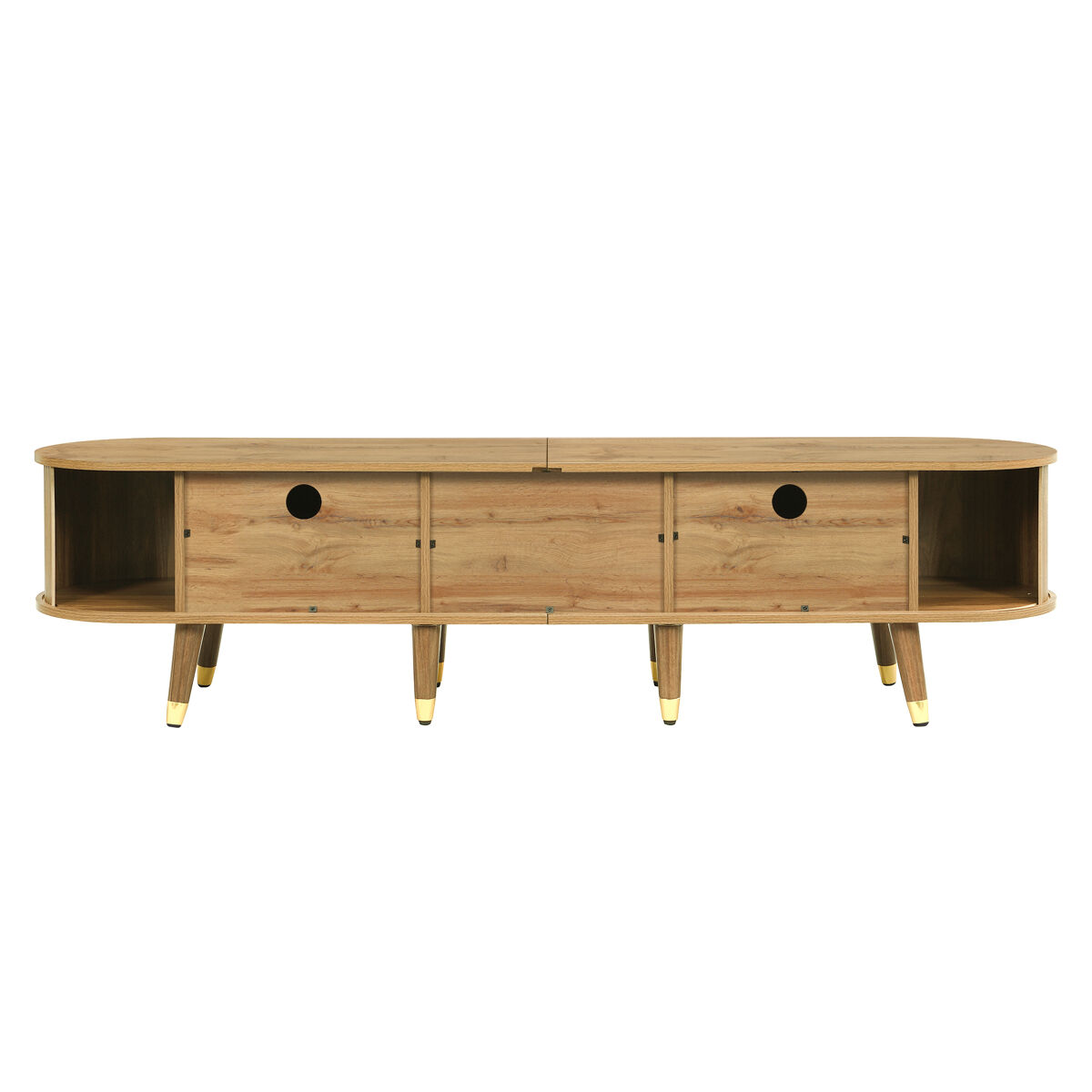 mueble tv 160x40 cm - con puertas correderas soporte tv diseno unico - natural