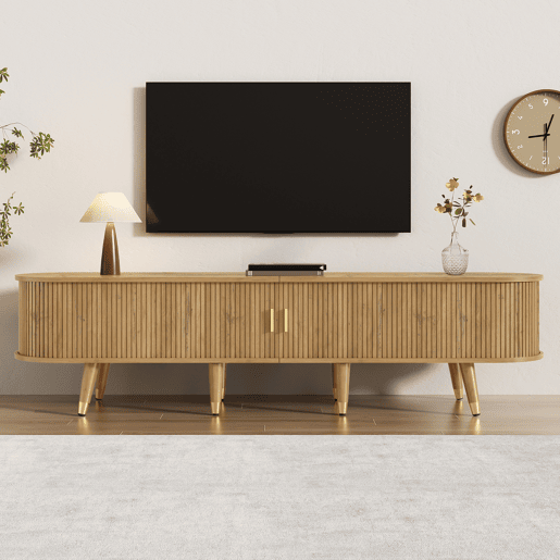 Móvel de TV 160x40 cm - com portas de correr, suporte para TV, design exclusivo - Natural