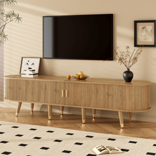 Móvel de TV 160x40 cm - com portas de correr, suporte para TV, design exclusivo - Natural