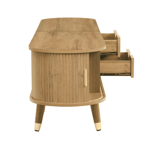 Móvel de TV 160x40 cm - com portas de correr, suporte para TV, design exclusivo - Natural