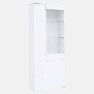 Vitrine 70x35x180 cm - Altura brilhante, vidro com LED, gavetas, armazenamento - Branco