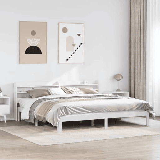 Estrutura De Cama Dupla para adultos c cabeceira - 200x200 cm branco