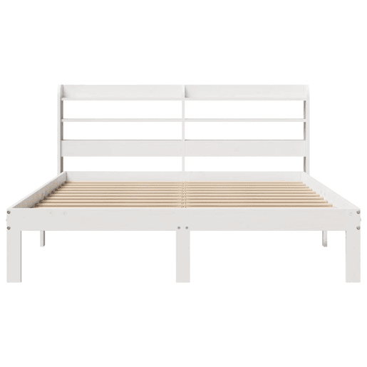 Estrutura De Cama De Casal c cabeceira - 135x190 cm pinho maciço branco Estrutura De Cama De Casal c cabeceira - 135x190 cm pinho maciço branco