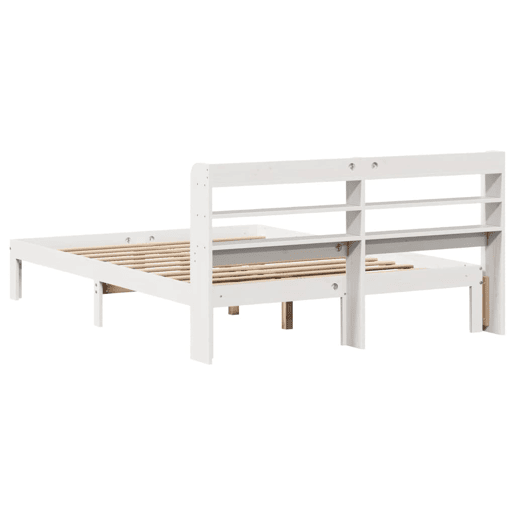 Estrutura De Cama De Casal c cabeceira - 135x190 cm pinho maciço branco Estrutura De Cama De Casal c cabeceira - 135x190 cm pinho maciço branco