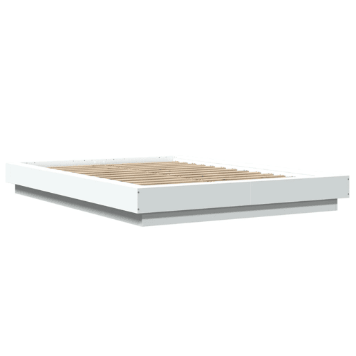 Estrutura De Cama De Casal c luzes LED - 140x190 cm derivados madeira branco