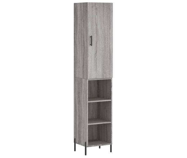 Aparador alto - mueble de almacenamiento madera contrachapada gris sonoma 34,5x34x180 cm es1006
