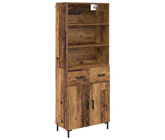 Aparador alto - mueble de almacenamiento con cajón madera vieja 69,5 x 34 x 180 cm es413