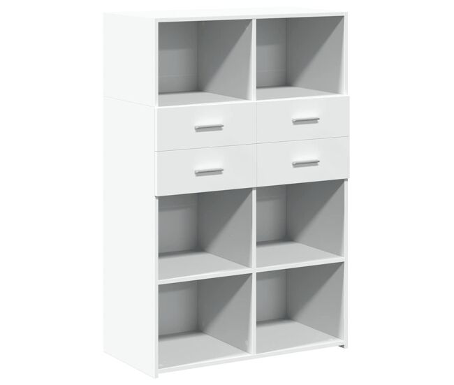 Aparador - mueble de almacenamiento de madera de ingeniería blanco 80x42,5x124 cm es3209