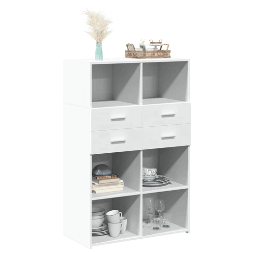 Armário alto - Bufete - Móvei de apoio 80x42,5x124 cm derivados de madeira branco pt3209
