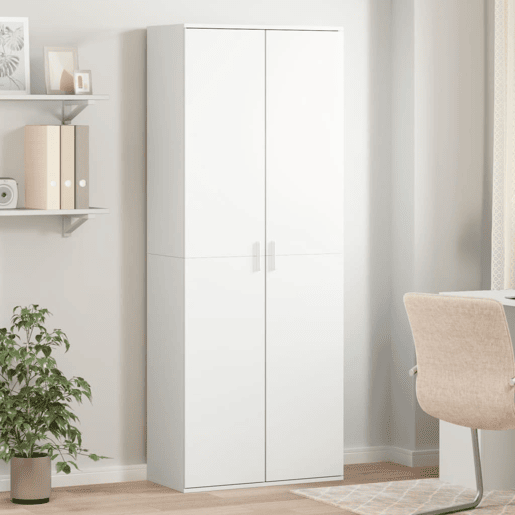 Armário alto - Bufete - Móvel de apoio 70x35x180 cm derivados de madeira branco pt1235