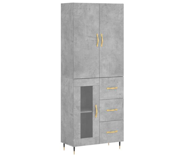 Aparador alto - mueble de almacenamiento madera contrachapada gris hormigón 69,5x34x180 cm es905