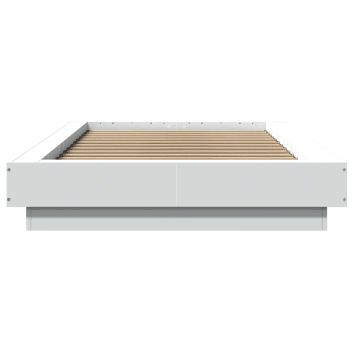 Estrutura de cama de solteiro para adultos c luzes LED 100x200 cm derivados madeira branco