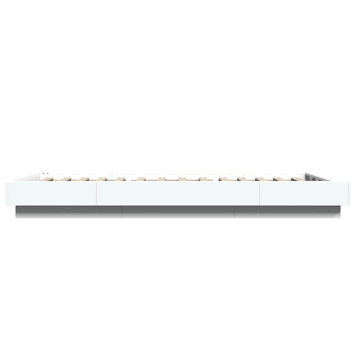 Estrutura de cama de solteiro para adultos c luzes LED 100x200 cm derivados madeira branco