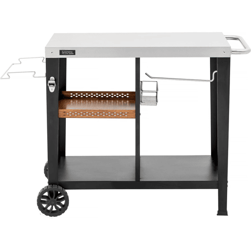 Carrinho para servir churrasco Gelia 117 x 59 cm - Aço inoxidável - Preto