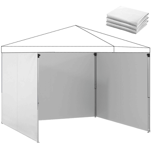 Outsunny 3 Paredes Laterais para Tendas de 3x3 m, Paredes Laterais de Substituição para Gazebo de Tecido Oxford 210D com Fecho, para Festas, 300x200 cm, Branco