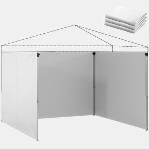 Outsunny 3 Paredes Laterais para Tendas de 3x3 m, Paredes Laterais de Substituição para Gazebo de Tecido Oxford 210D com Fecho, para Festas, 300x200 cm, Branco