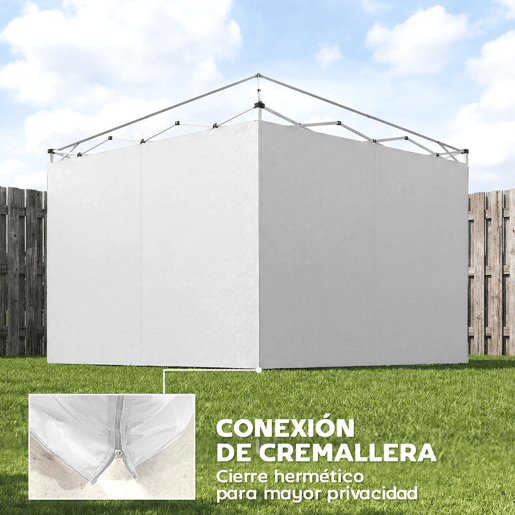 Outsunny 3 Paredes Laterais para Tendas de 3x3 m, Paredes Laterais de Substituição para Gazebo de Tecido Oxford 210D com Fecho, para Festas, 300x200 cm, Branco