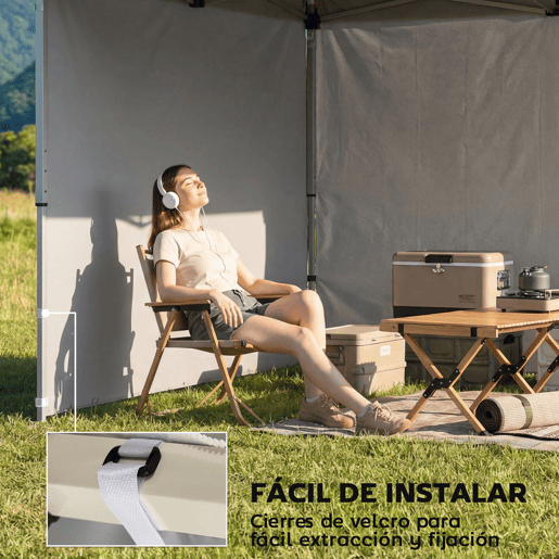 Outsunny 3 Paredes Laterais para Tendas de 3x3 m, Paredes Laterais de Substituição para Gazebo de Tecido Oxford 210D com Fecho, para Festas, 300x200 cm, Branco