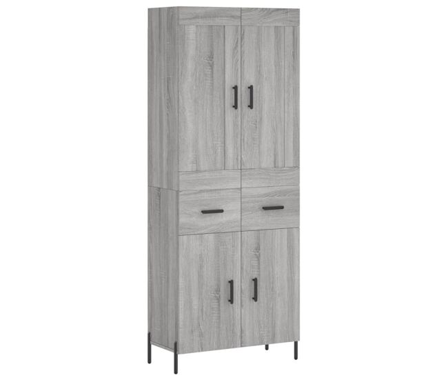 Aparador alto - mueble de almacenamiento madera contrachapada gris sonoma 69,5x34x180 cm es1139