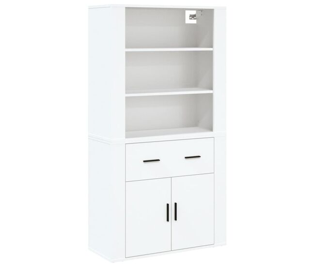 Aparador alto - mueble de almacenamiento madera contrachapada blanco es565