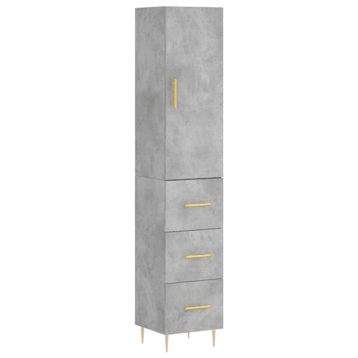 Armário alto - Bufete - Móvei de apoio 34,5x34x180 cm madeira processada cinza cimento pt2660