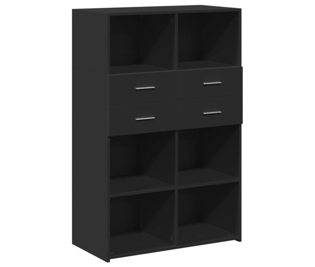 Aparador - mueble de almacenamiento de madera de ingeniería negro 80x42,5x124 cm es3557