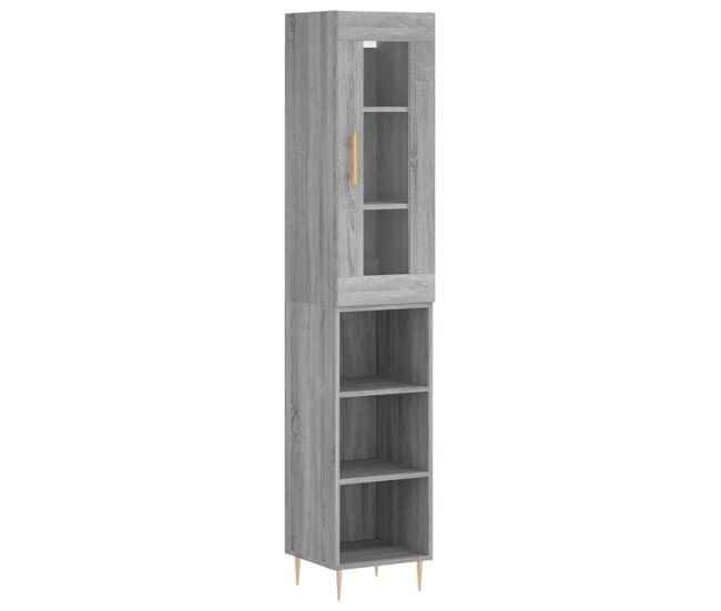Aparador alto - mueble de almacenamiento madera contrachapada gris sonoma 34,5x34x180 cm es1025