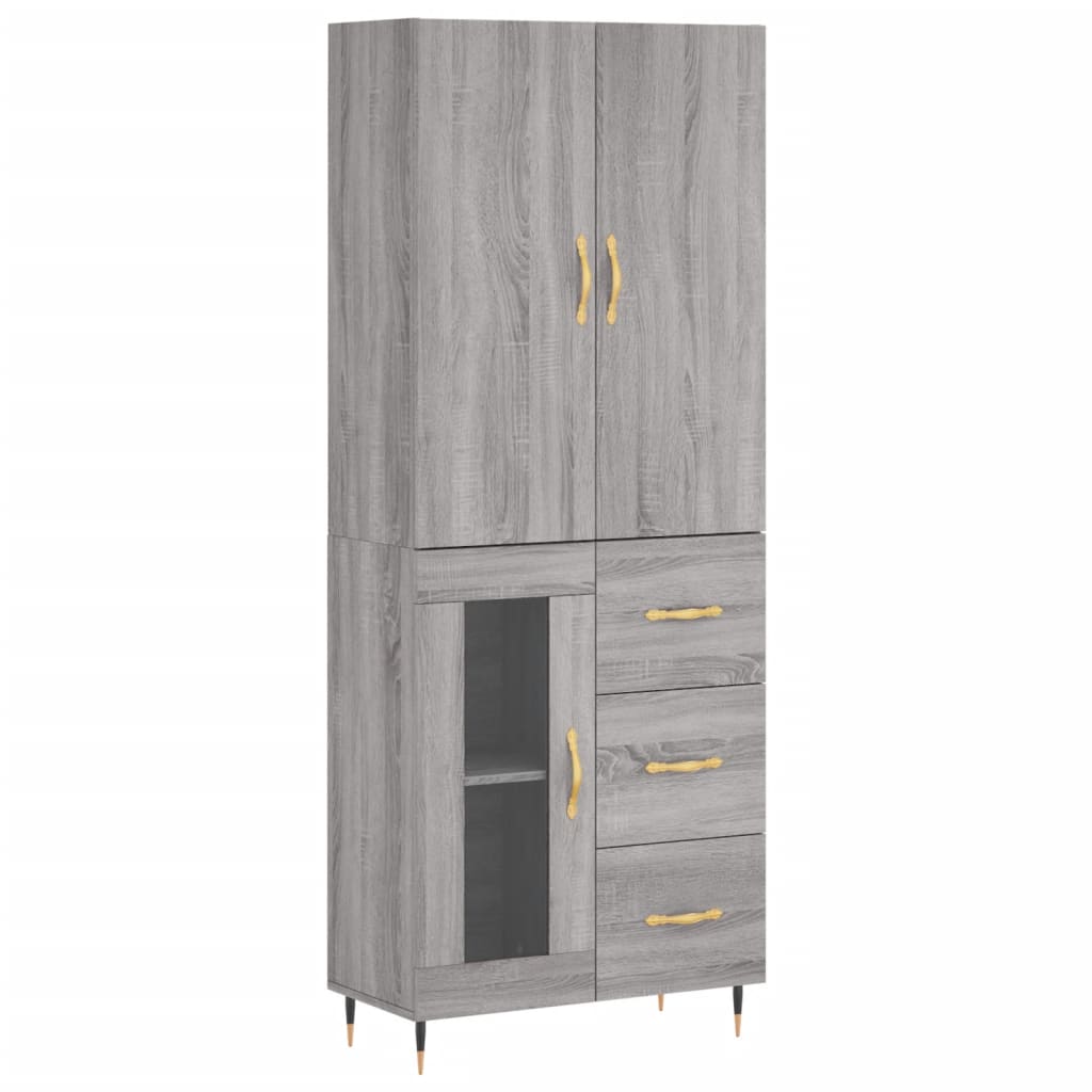 Aparador alto - Mueble de almacenamiento 69 Roble/ Gris