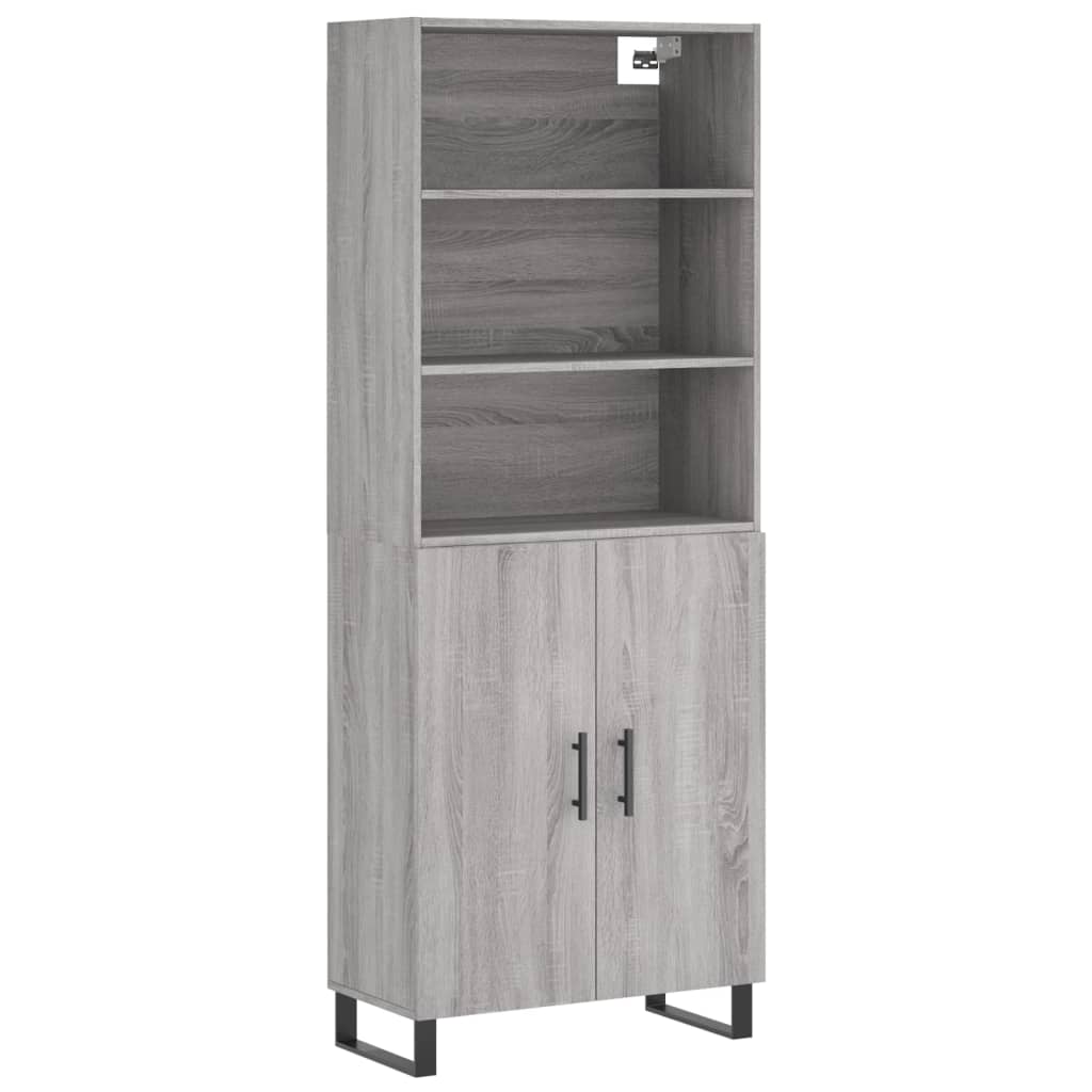 Aparador alto - Mueble de almacenamiento 69 Roble/ Gris