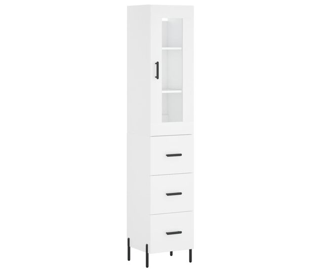Aparador alto - mueble de almacenamiento madera contrachapada blanco 34,5x34x180 cm es584
