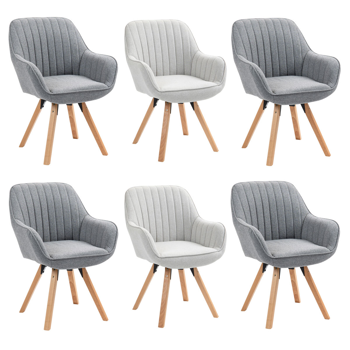 MEUBLES COSY Set de 6 Sillas Comedor Giratorias