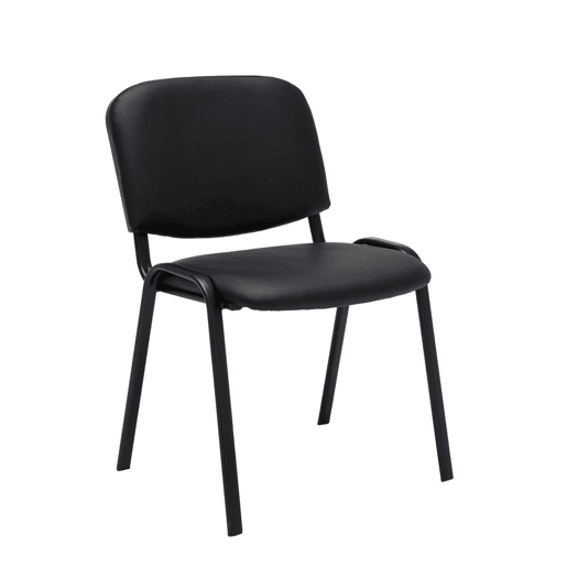 Conjunto de 4 cadeiras empilháveis u200Bu200Bpara visitantes em áreas de espera PVC preto base de metal preto com 4 pés 10_0003188
