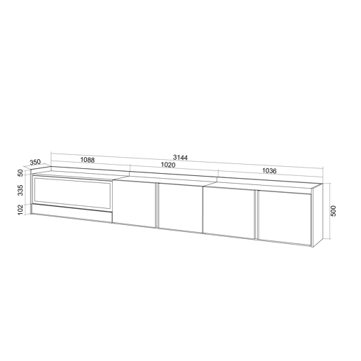 Móvel de TV, Muito espaço de arrumação, 315x35x50cm, Para televisores até 80, Lareira eléctrica XXL, Suspensos, Estilo moderno, Carvalho e preto Móvel de TV, Muito espaço de arrumação, 315x35x50cm, Para televisores até 80, Lareira eléctrica XXL, Suspensos, Estilo moderno, Carvalho e preto