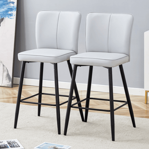Bancos de bar 101 cm - ergonómicos e confortáveis PU - pretocinza claro
