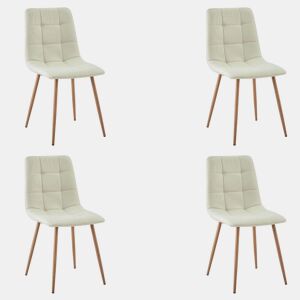 Conjunto de 4 cadeiras de jantar Portland, estofadas em tecido bege com pés de metal em carvalho, 43x88x48 cm