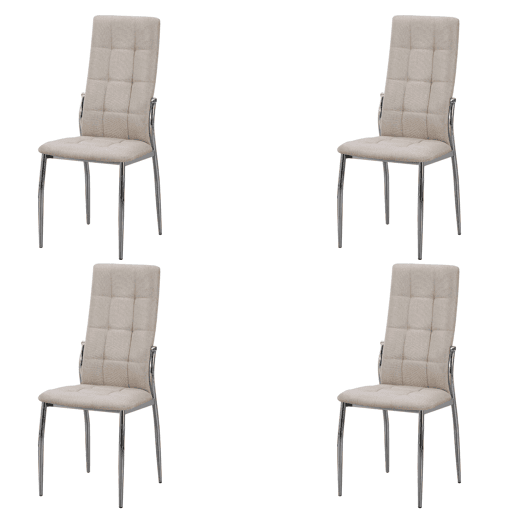 Conjunto de 4 cadeiras de jantar Laci bege, cadeiras para sala de estar com estrutura metálica, 46x102x52 cm Conjunto de 4 cadeiras de jantar Laci bege, cadeiras para sala de estar com estrutura metálica, 46x102x52 cm