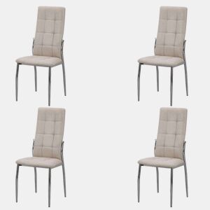 Conjunto de 4 cadeiras de jantar Laci bege, cadeiras para sala de estar com estrutura metálica, 46x102x52 cm