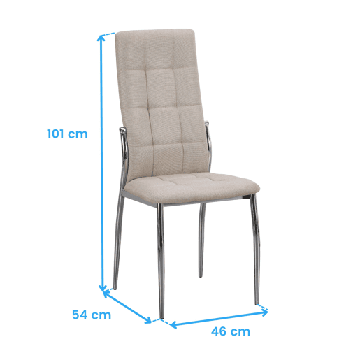 Conjunto de 4 cadeiras de jantar Laci bege, cadeiras para sala de estar com estrutura metálica, 46x102x52 cm Conjunto de 4 cadeiras de jantar Laci bege, cadeiras para sala de estar com estrutura metálica, 46x102x52 cm
