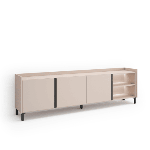 Móvel de TV, Muito espaço de arrumação, 207x35x61cm, Para televisores até 80, Design industrial, LED, Estilo moderno, Bege Móvel de TV, Muito espaço de arrumação, 207x35x61cm, Para televisores até 80, Design industrial, LED, Estilo moderno, Bege