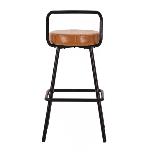 Banco de bar (6 unidades) - encosto ergonómico, couro PU resistente à água, pernas de ferro, apoio para os pés - castanho