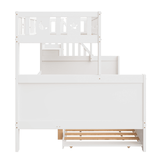 Cama infantil 90200140200 cm - Beliche em madeira maciça com escada de segurança, cama extraível e estrado, branco Cama infantil 90200140200 cm - Beliche em madeira maciça com escada de segurança, cama extraível e estrado, branco