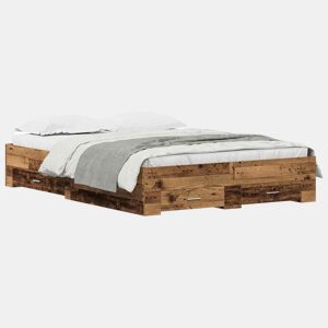 Estrutura da Cama de casal moderno com gaveta - Madeira Antiga 140 x 200 cm