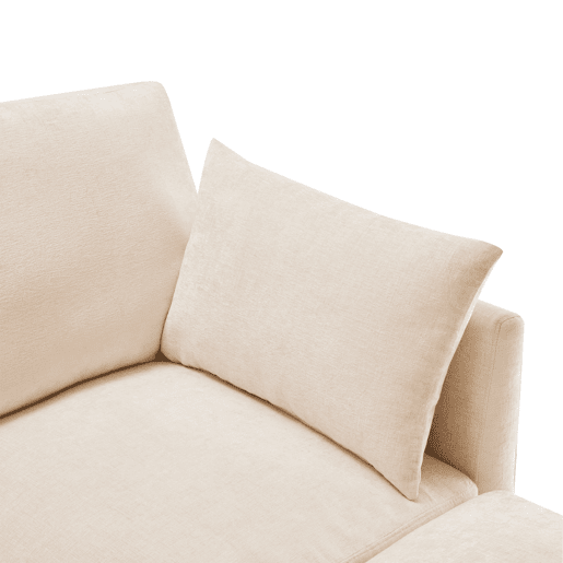 Sofá modular de 4 lugares - Design moderno, chenille, sofá em forma de L com apoio para os pés - Bege